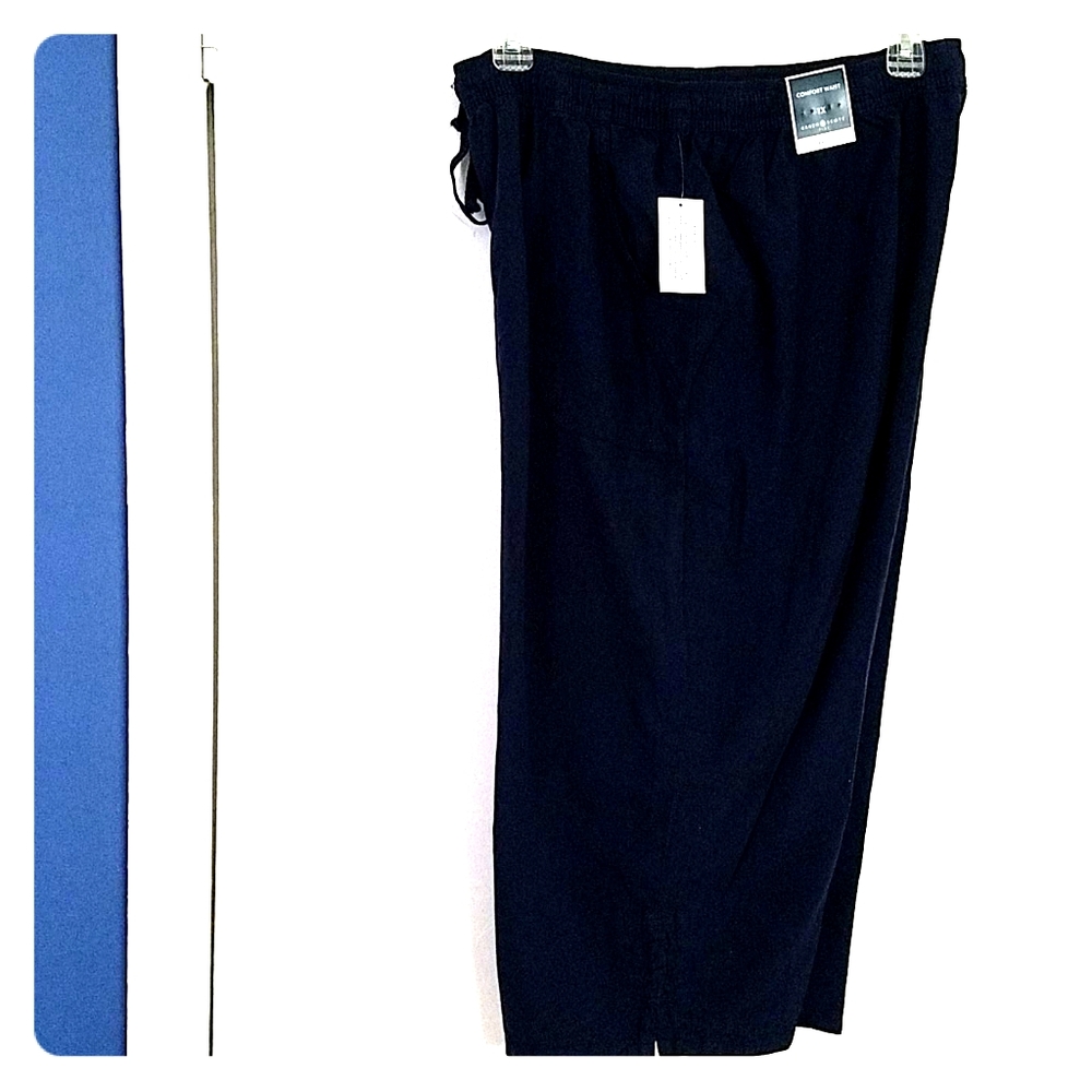 New Karen Scott Navy Stretch Waist Crop Pants